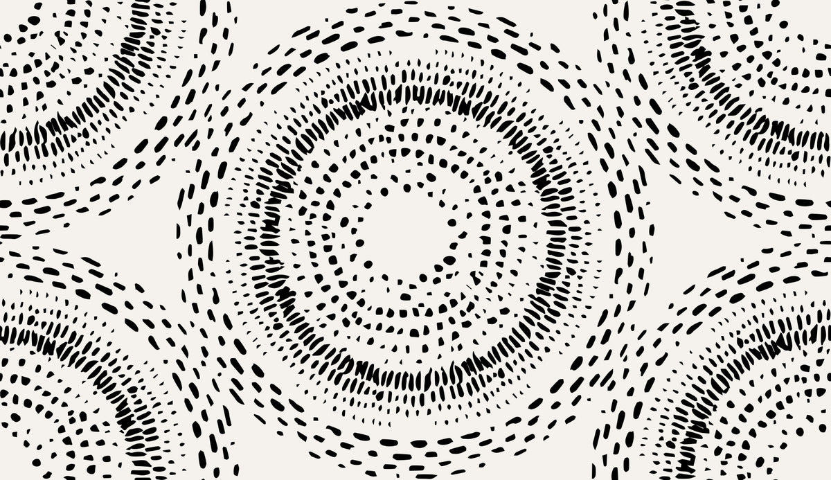 Black and Cream Dotted Mandala Radiance Wallpaper⁠