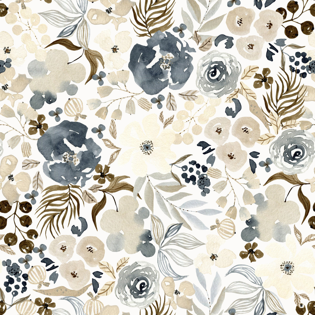 Neutral Watercolor Blooms Wallpaper⁠ in your room — zoomed