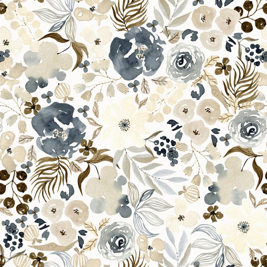 Neutral Watercolor Blooms Wallpaper⁠