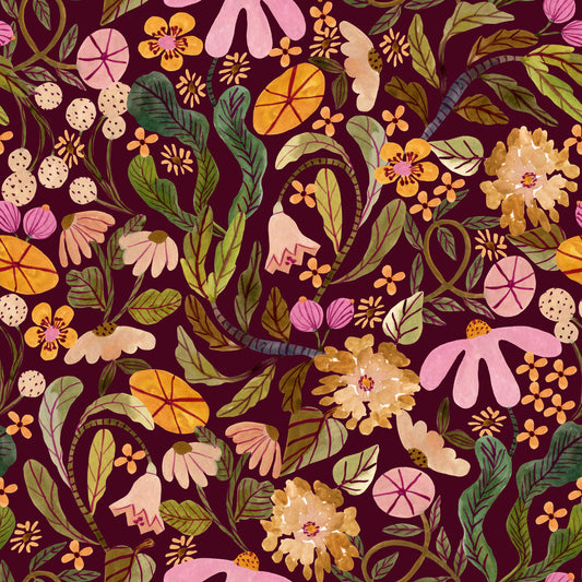 Vintage Botanical Twilight Wallpaper⁠