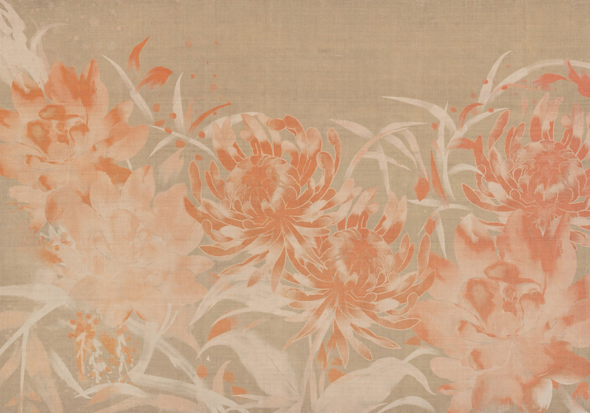 Minimalist Painted Chrysanthemum Mural Wall Mural in your room — zoomed