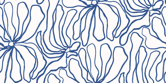 Minimalist Blue Contour Blooms Wallpaper⁠