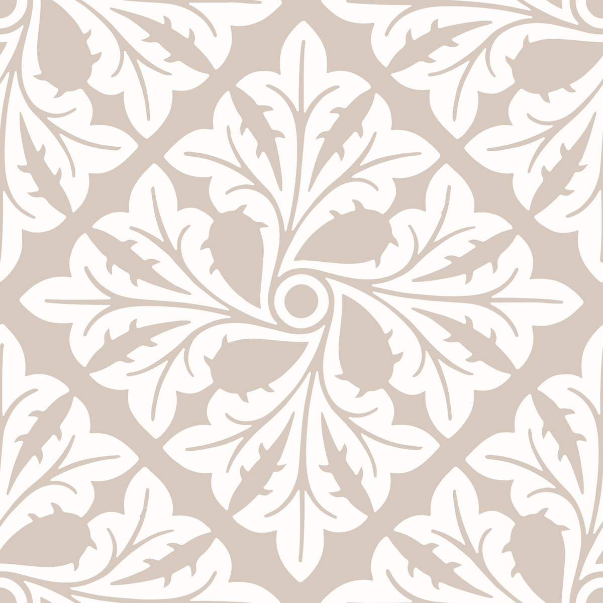 Beige Acanthus Leaf Damask Wallpaper⁠
