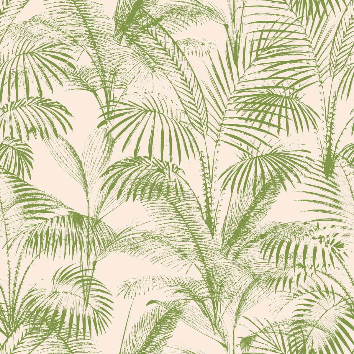 Botanical Jungle Frond Sketch Wallpaper⁠ in your room — zoomed