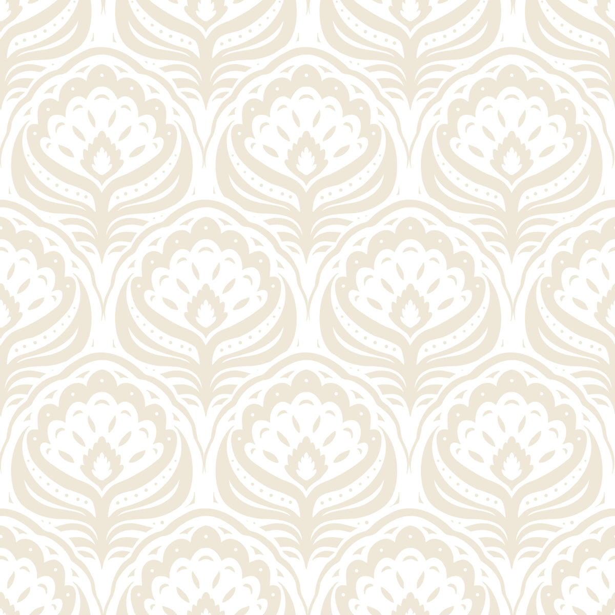 Cream Ogee Damask Pattern Wallpaper⁠