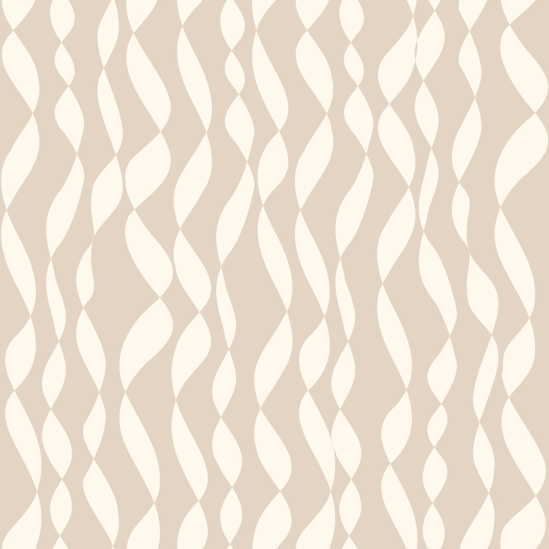 Cream Wavy Ribbon Pattern Wallpaper⁠