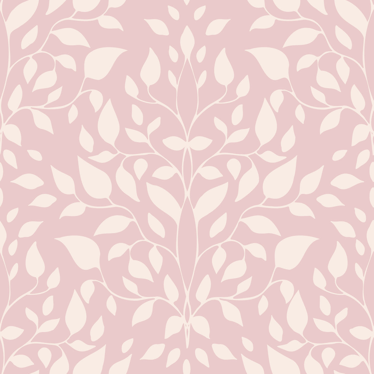Soft Blush Botanical Damask Wallpaper⁠ in your room — zoomed