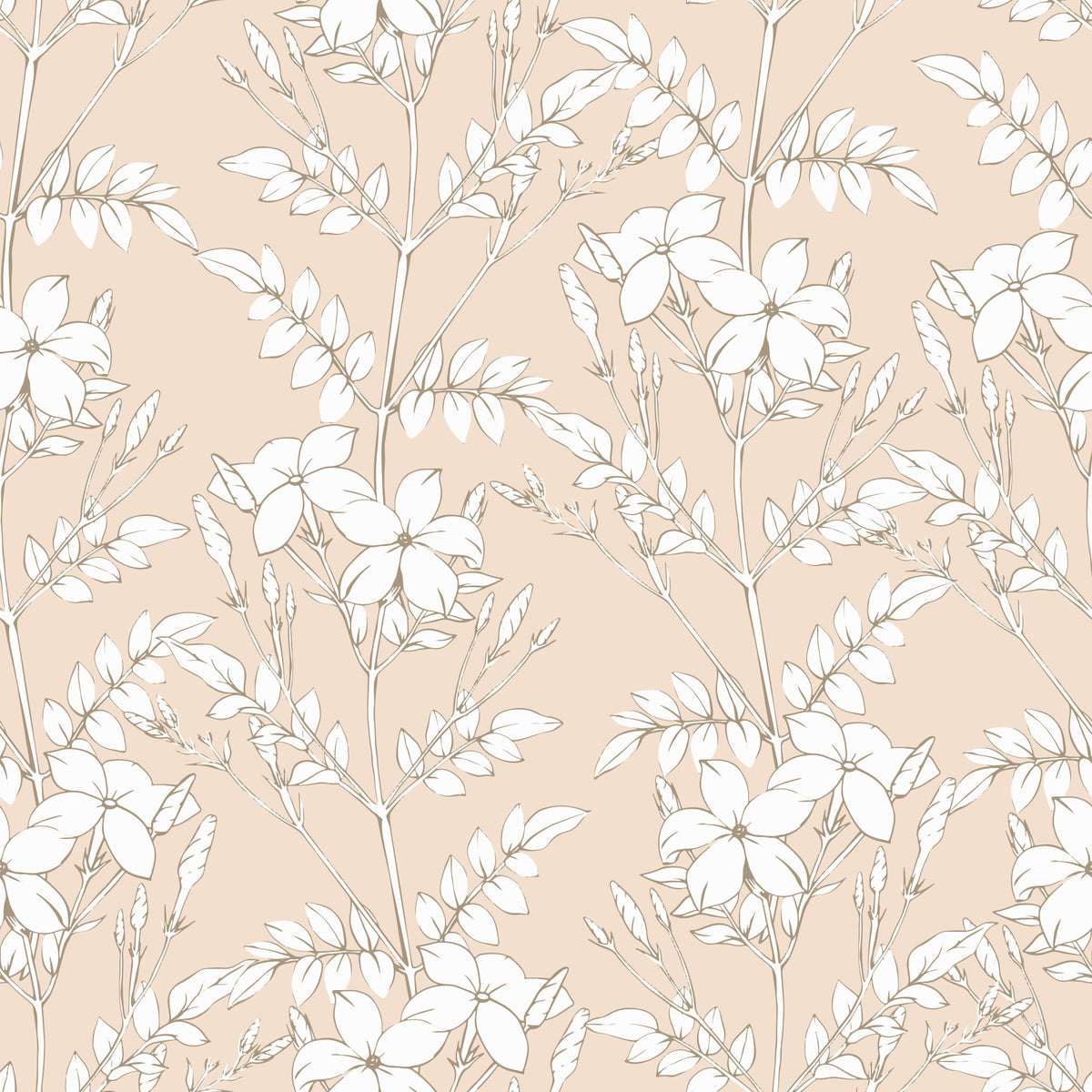 Minimalist Botanical Line Art Wallpaper⁠