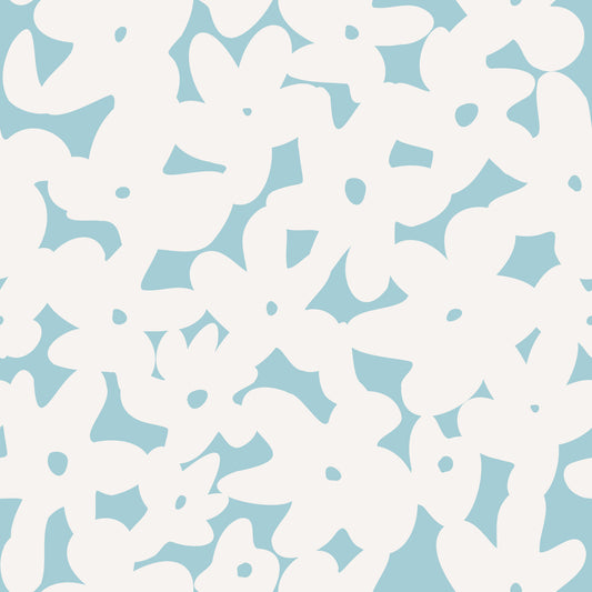 Soft Blue Floral Silhouette Wallpaper⁠