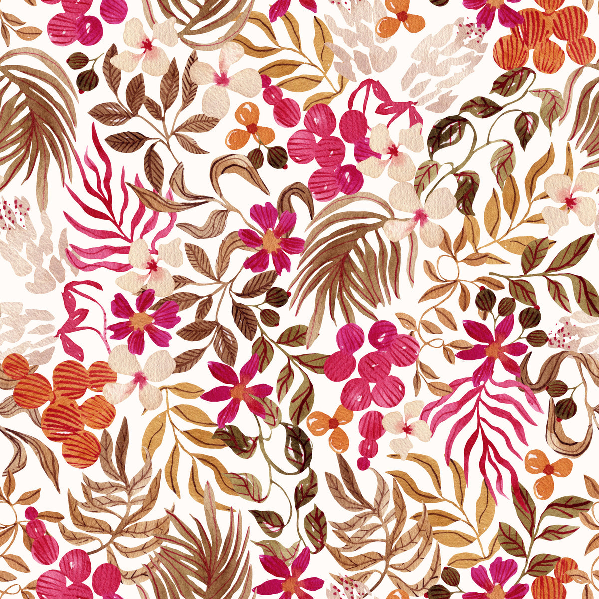 Bohemian Painted Botanical Flora Wallpaper⁠ in your room — zoomed