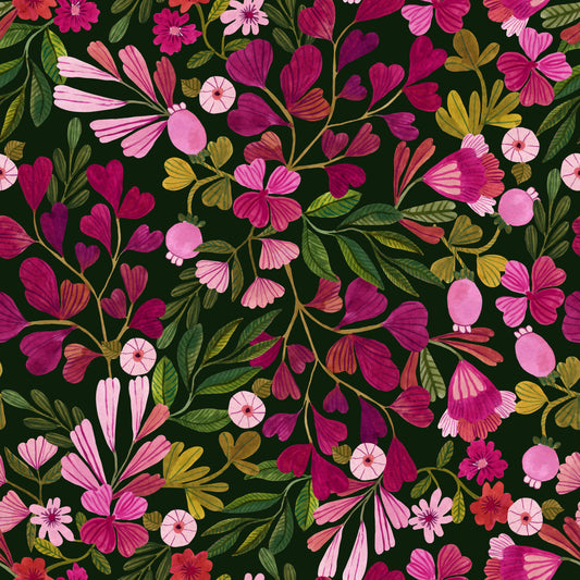 Midnight Botanical Meadow Wallpaper⁠