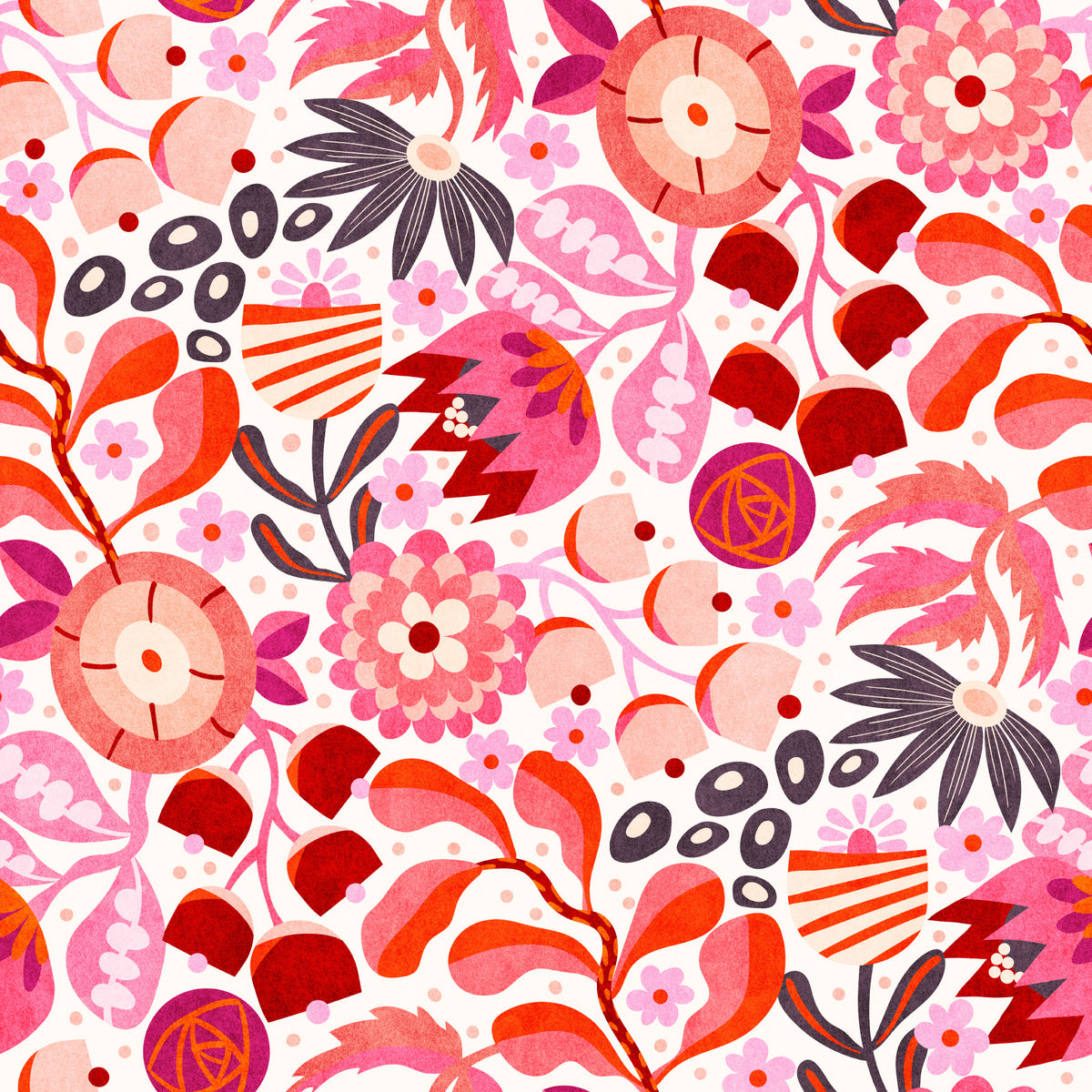 Vibrant Folk Meadow Bloom Wallpaper⁠ in your room — zoomed