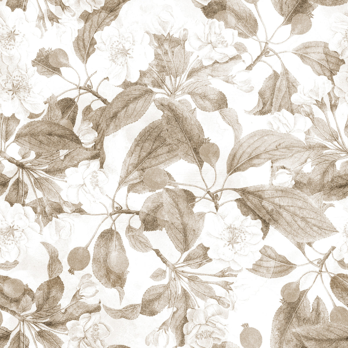 Vintage Botanical Sepia Bloom Wallpaper⁠ in your room — zoomed