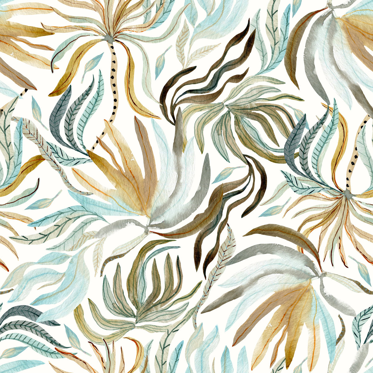 Organic Serene Leaf Motif Wallpaper⁠ in your room — zoomed