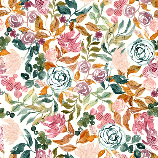 Autumn Garden Watercolor Florals Wallpaper⁠