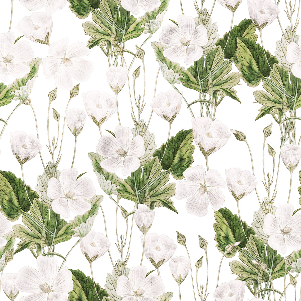 Botanical Meadow Sketch Wallpaper⁠ in your room — zoomed