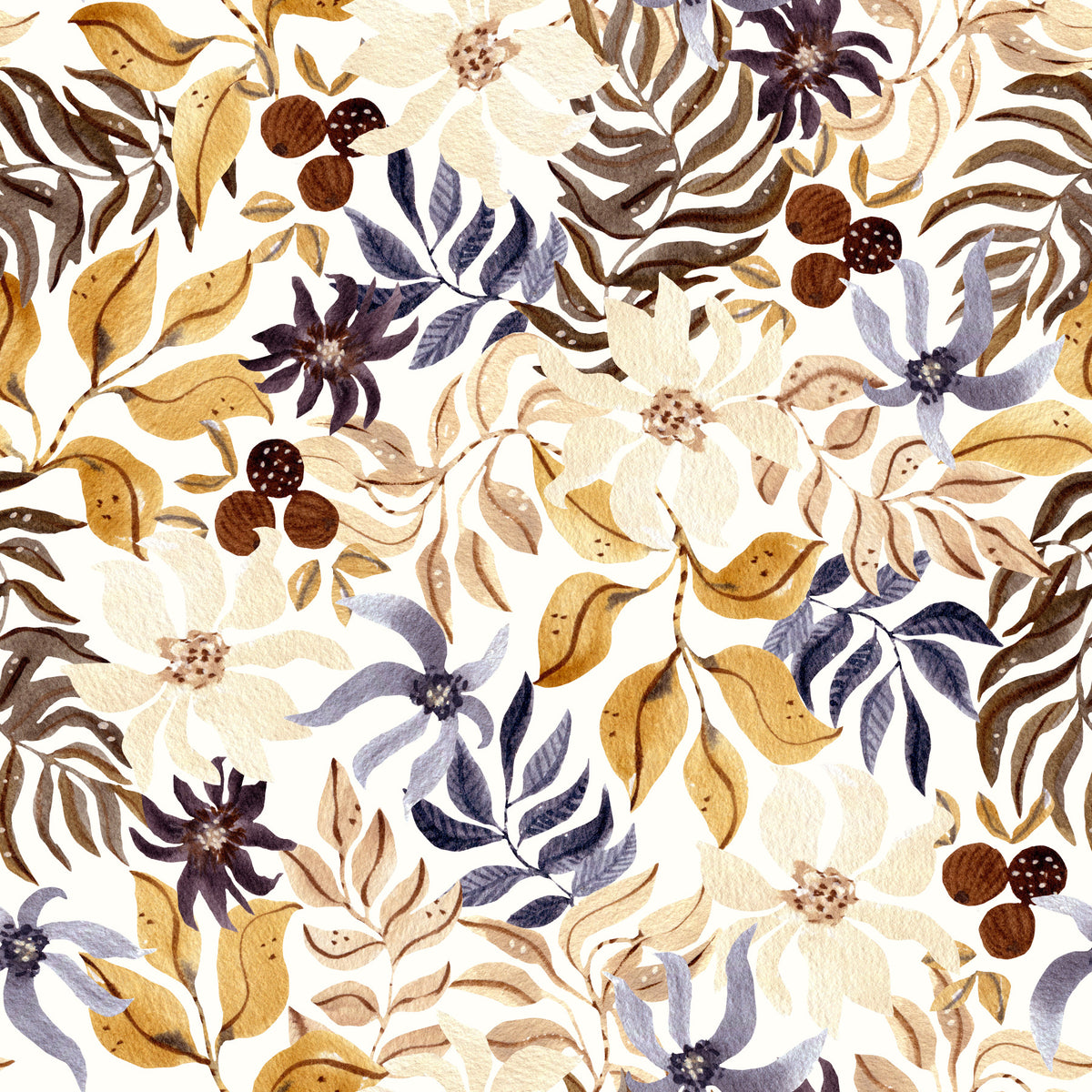 Autumn Harvest Botanical Wallpaper⁠ in your room — zoomed