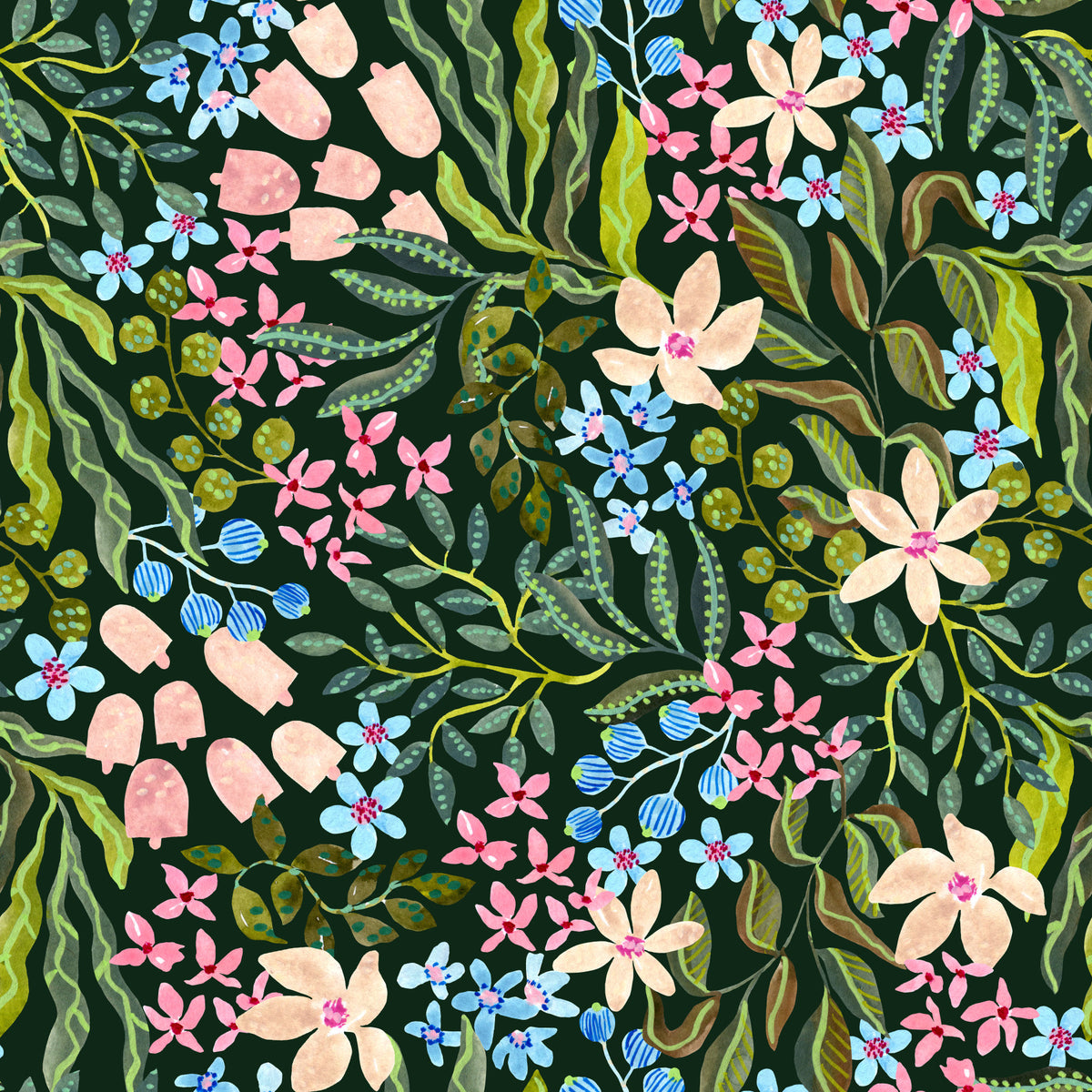 Enchanted Garden Blooms Wallpaper⁠ in your room — zoomed