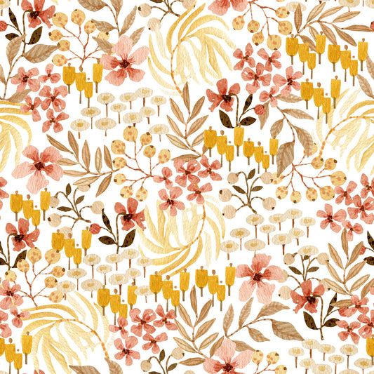 Rustic Earthy Flora Pattern Wallpaper⁠