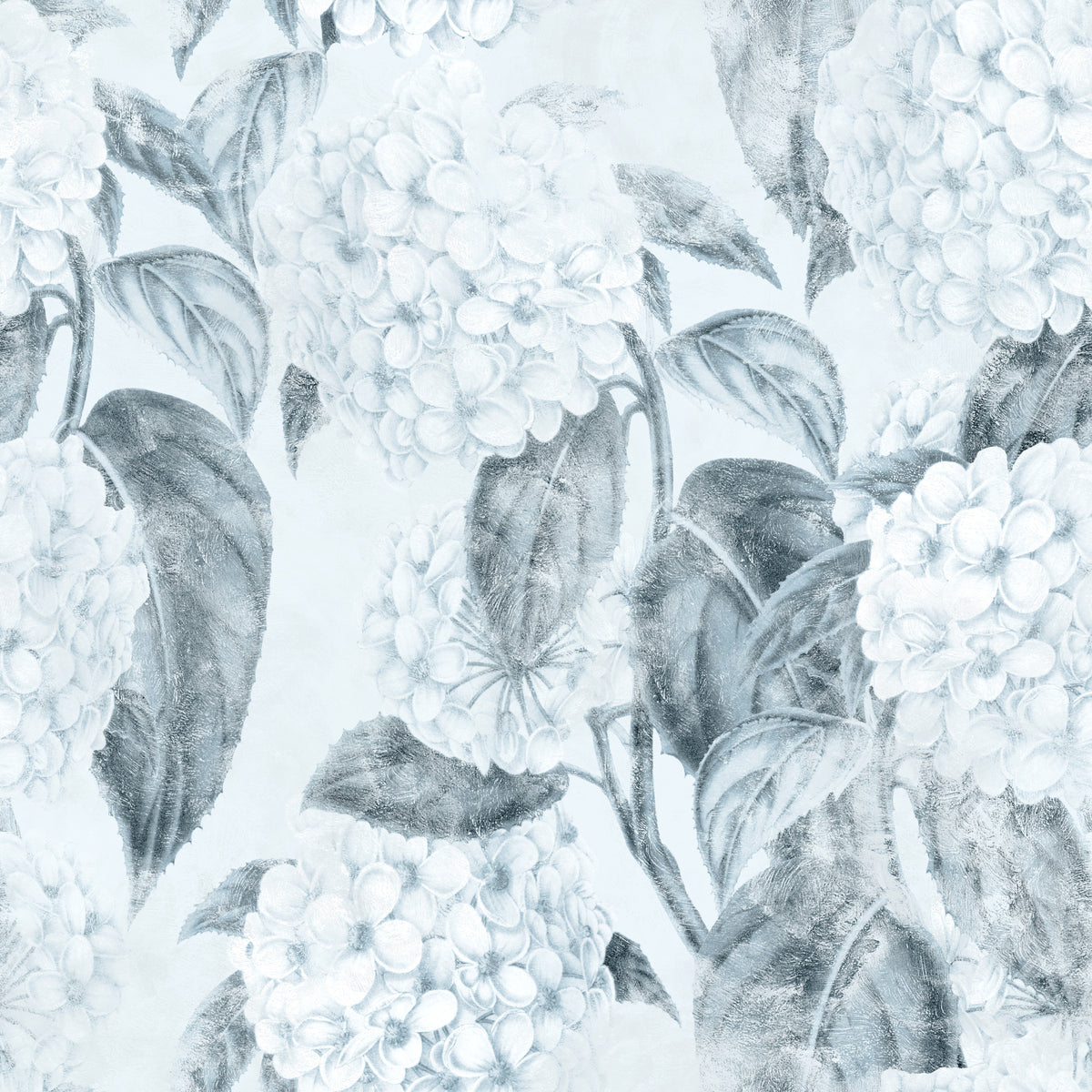 Monochromatic Hydrangea Botanical Wallpaper⁠ in your room — zoomed