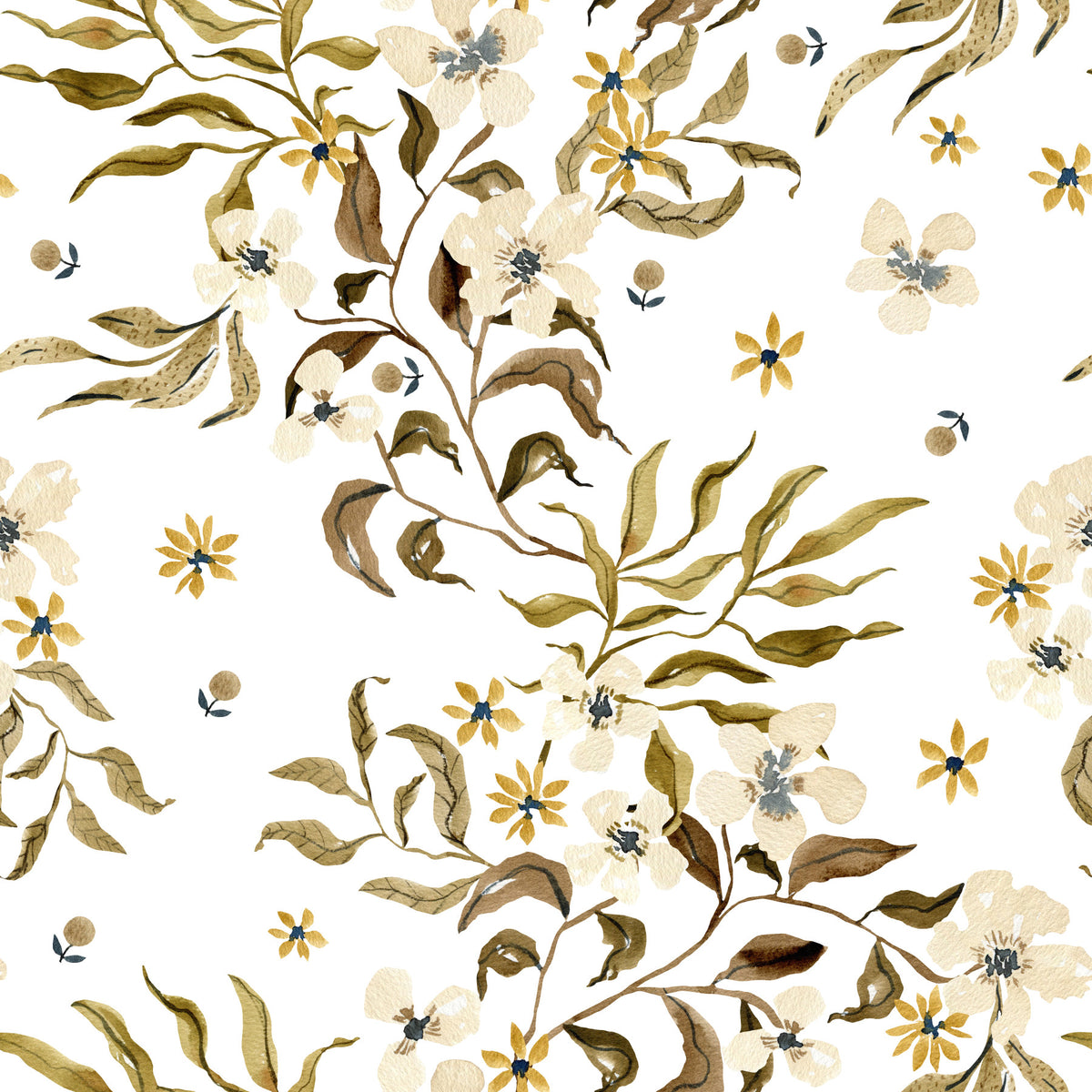 Rustic Earthy Botanical Vines Wallpaper⁠ in your room — zoomed