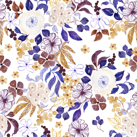 Indigo and Ochre Botanical Garden Wallpaper⁠