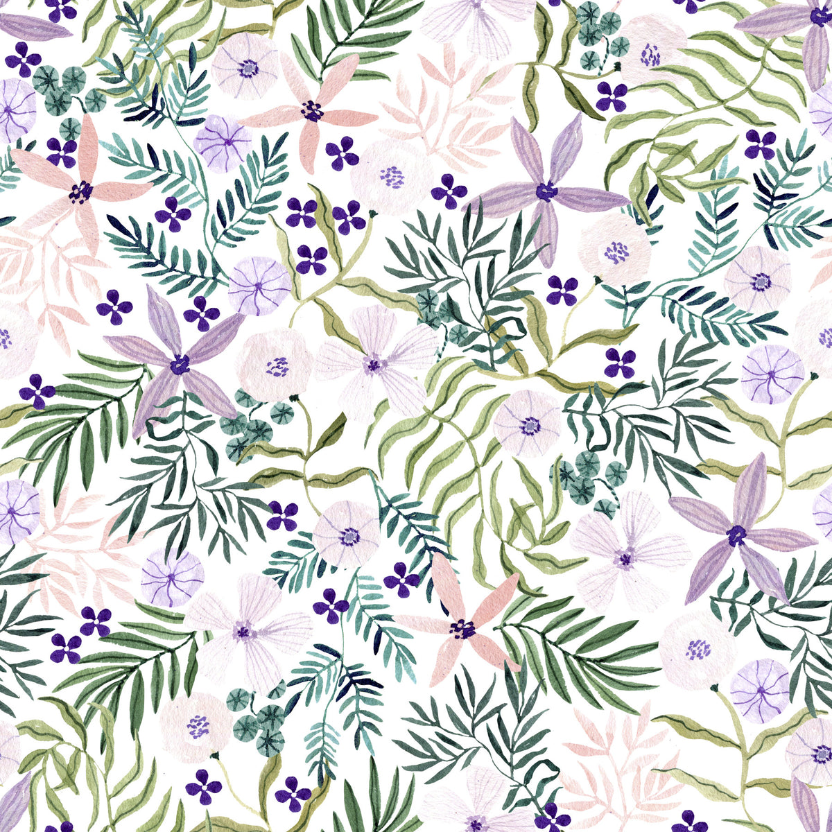 Painterly Spring Wildflower Trail Wallpaper⁠ in your room — zoomed