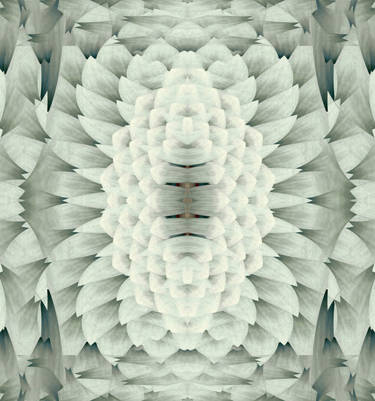 White Gray Oversized Geometric Flower - GARDENIA Wall Mural