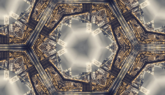 Urban Skyline Starburst Symmetry Wallpaper⁠