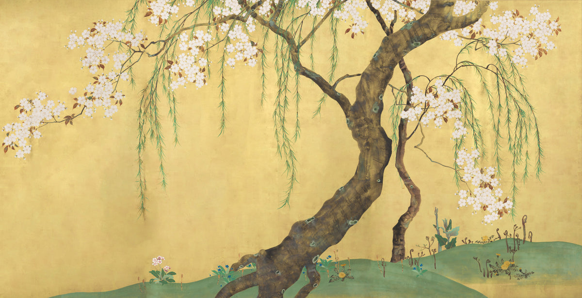 Oriental Willow and Blossom Garden Wall Mural in your room — zoomed