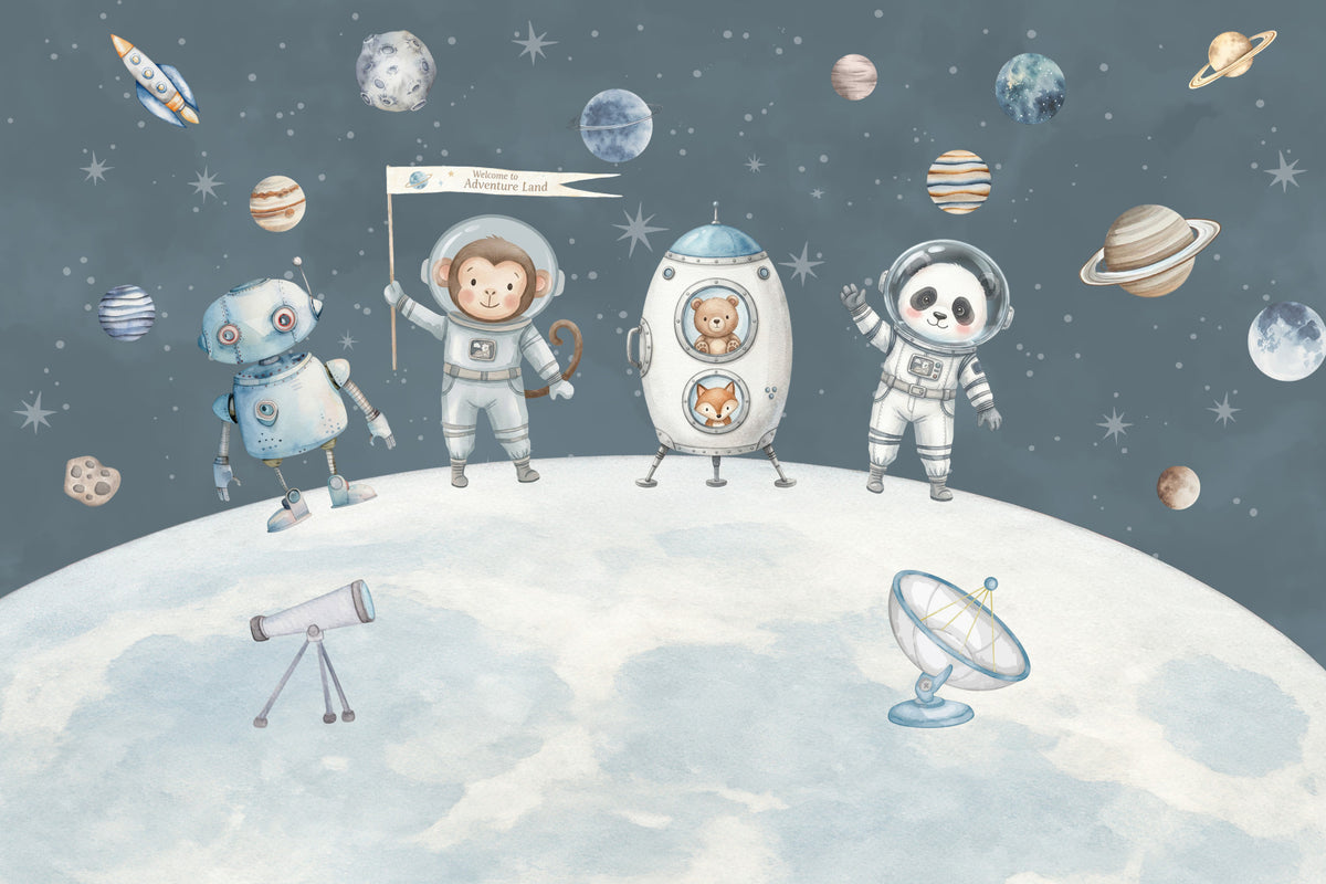 Cosmic Friends Space Exploration Wall Mural