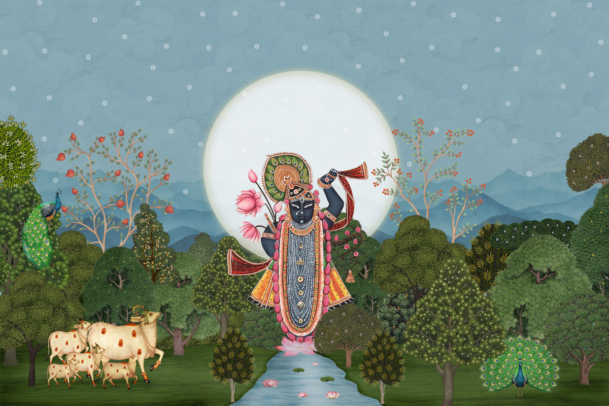 Divine Moonlight Forest Garden Wall Mural in your room — zoomed
