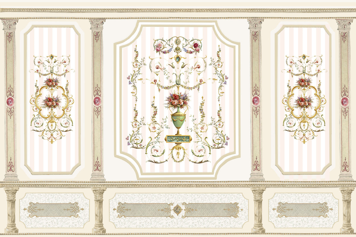 Regal Botanical Urn Motif Wall Mural