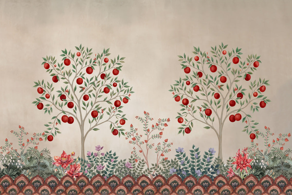 Rustic Fruit Orchard Heritage Print Wall Mural in your room — zoomed