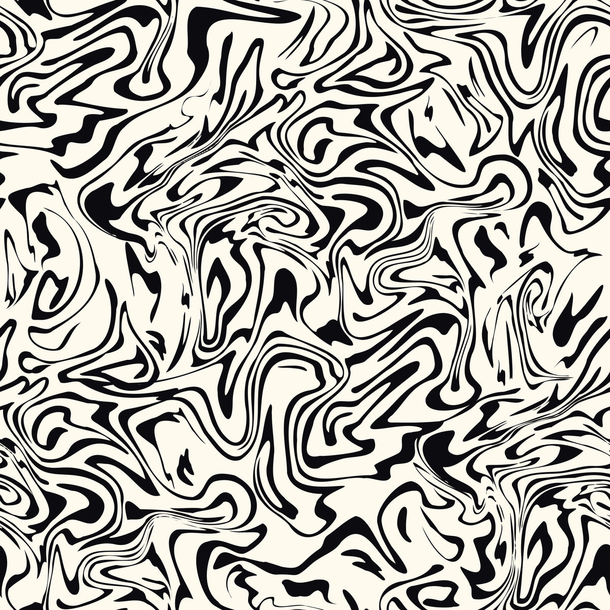 Black and White Fluid Marble Swirls Wallpaper⁠ in your room — zoomed