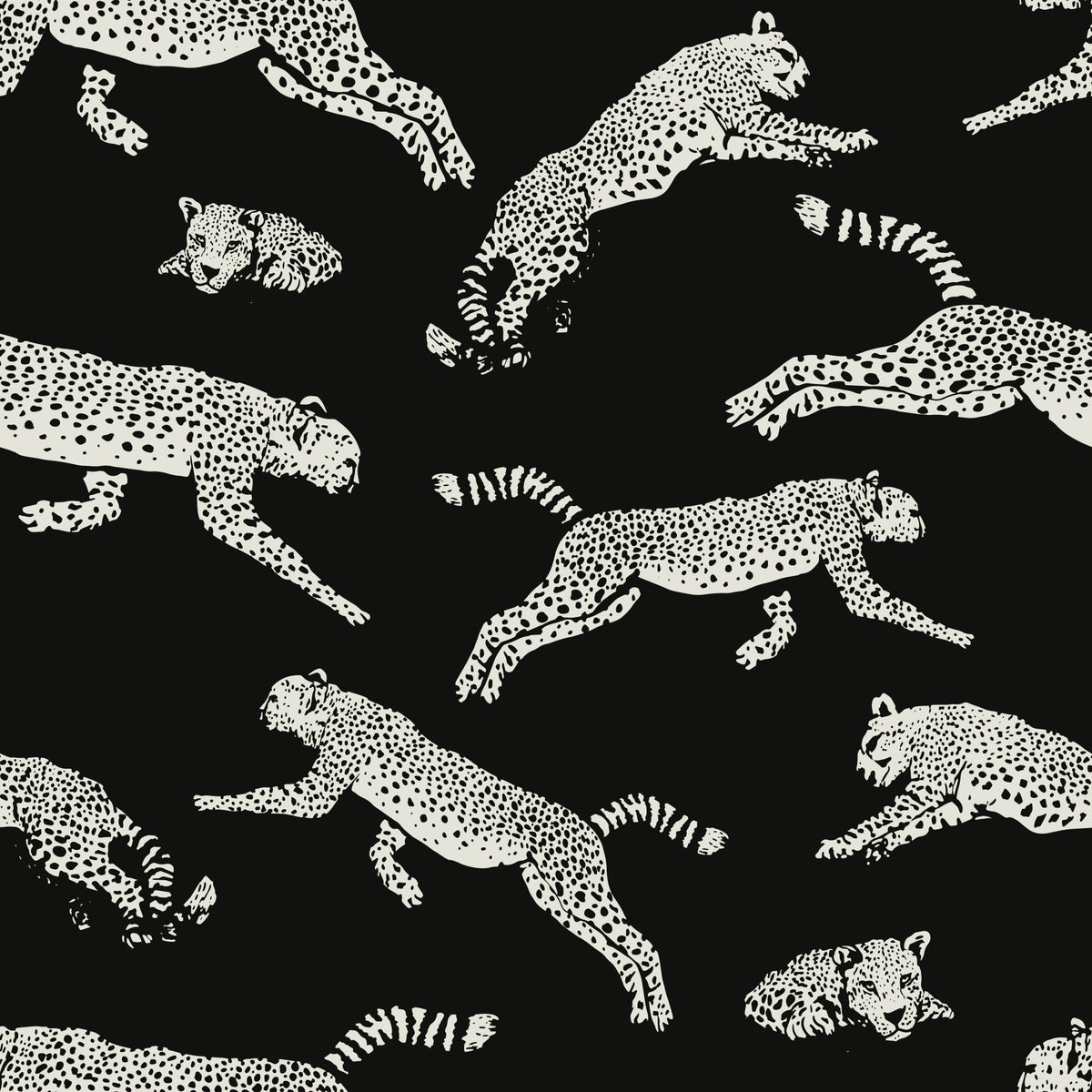 Monochrome Cheetah Motion Pattern Wallpaper⁠