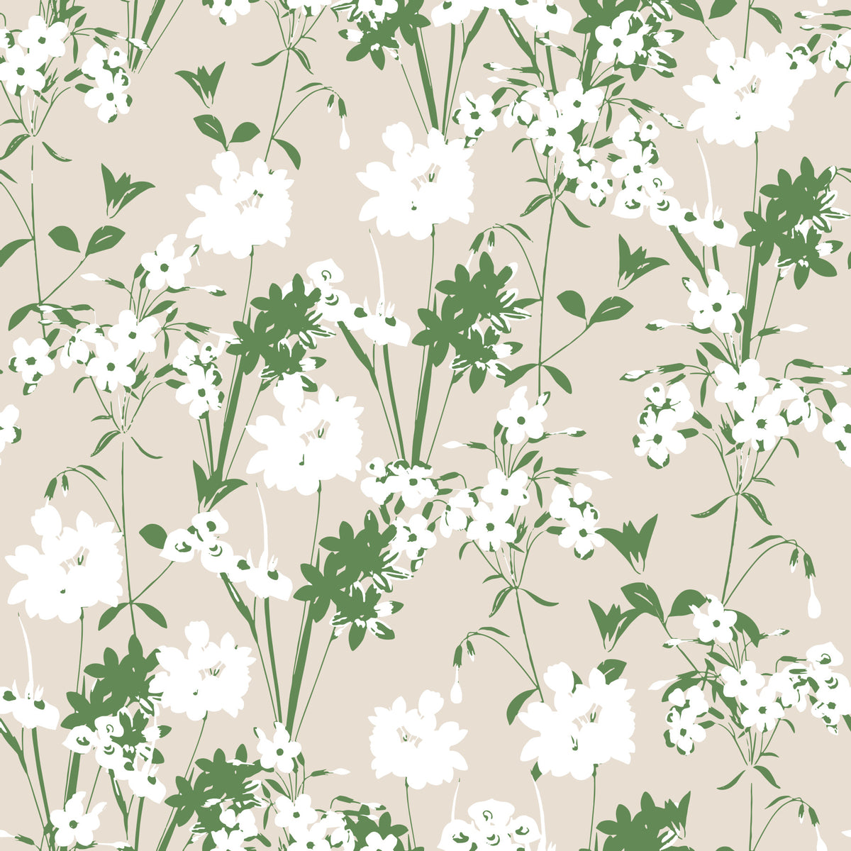 Minimalist Sage Meadow Silhouette Wallpaper⁠ in your room — zoomed