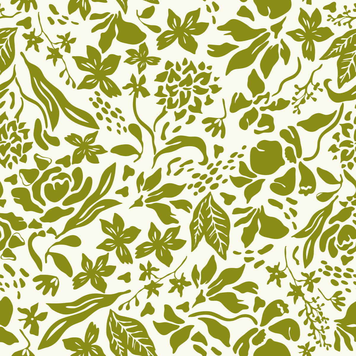 Sage Botanical Silhouette Wallpaper⁠ in your room — zoomed