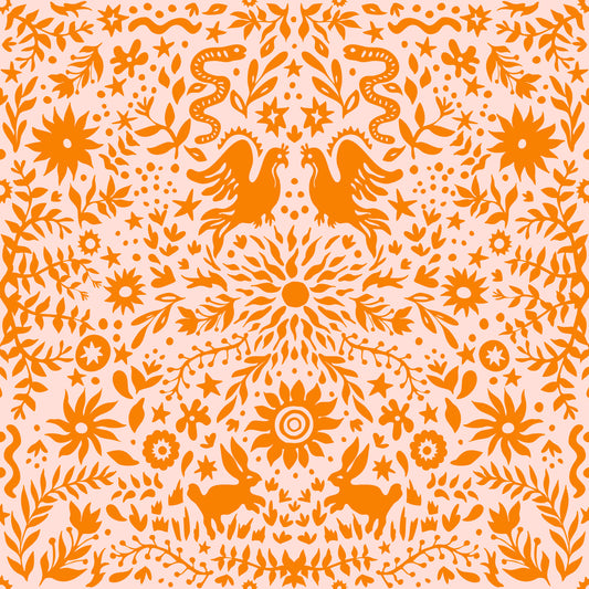 Mexican Folk Art Sun and Animal Pattern Wallpaper⁠