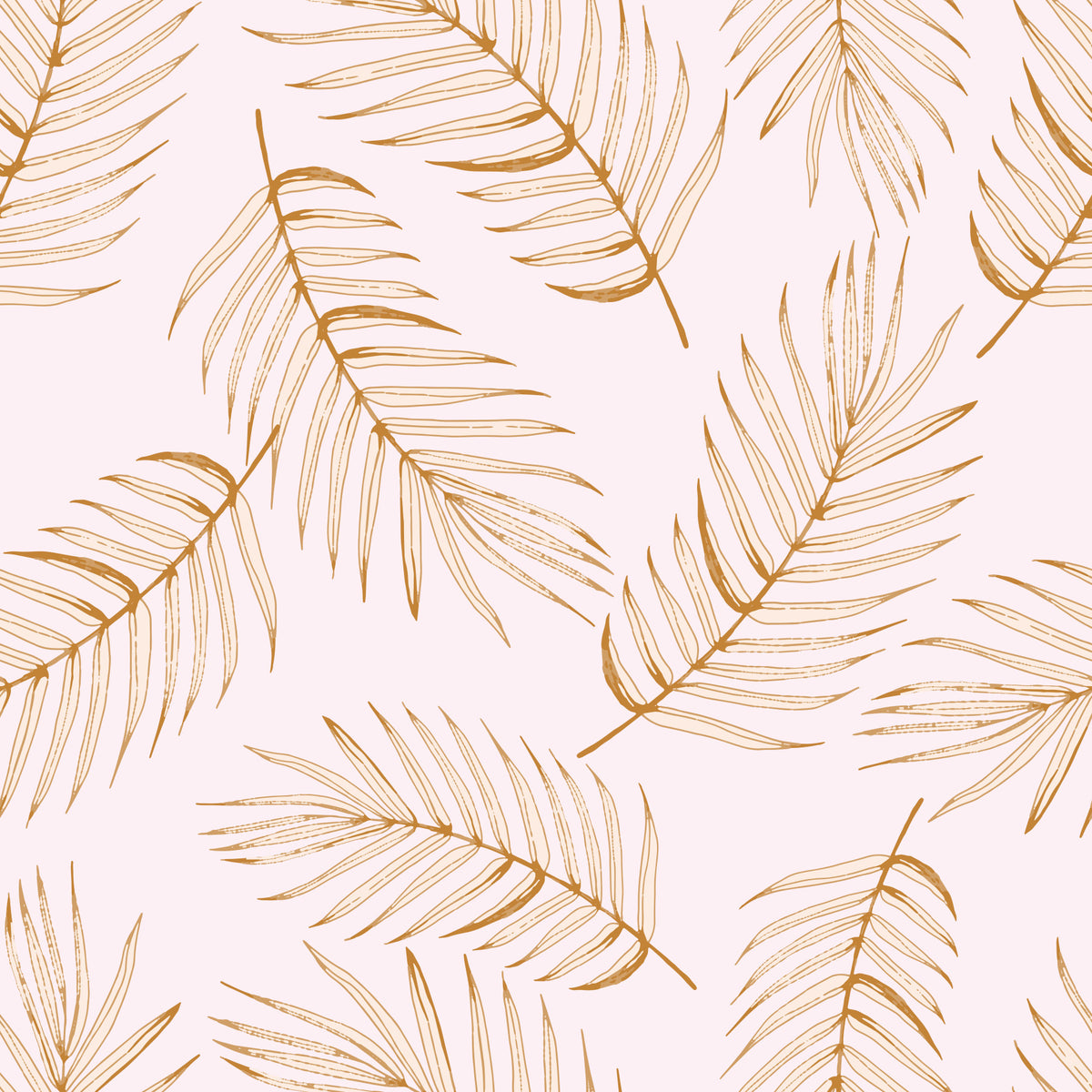 Golden Palm Leaf Outline Pattern Wallpaper⁠