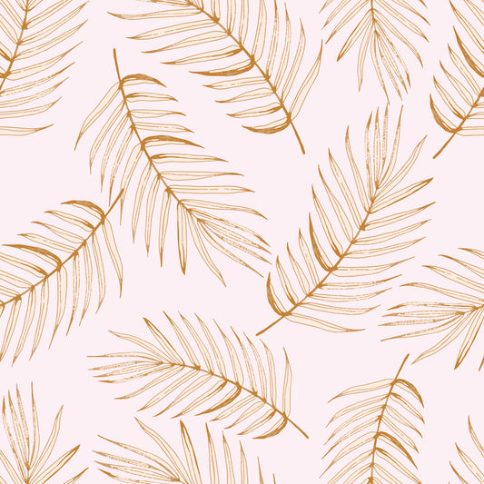 Golden Palm Leaf Outline Pattern Wallpaper⁠
