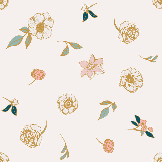 Soft Sage and Gold Meadow Wallpaper⁠