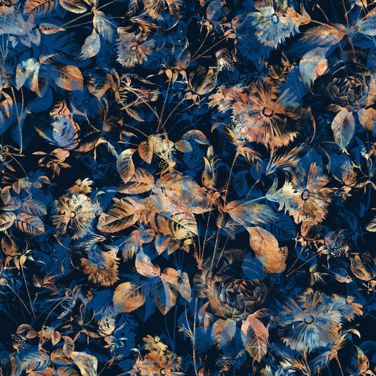 Rustic Bronze & Navy Garden Wallpaper⁠