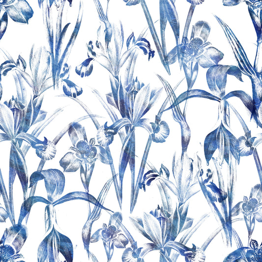 Indigo Botanical Sketch Wallpaper⁠