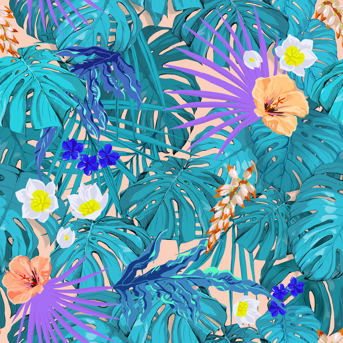 Tropical Jungle Bloom Wallpaper⁠ in your room — zoomed