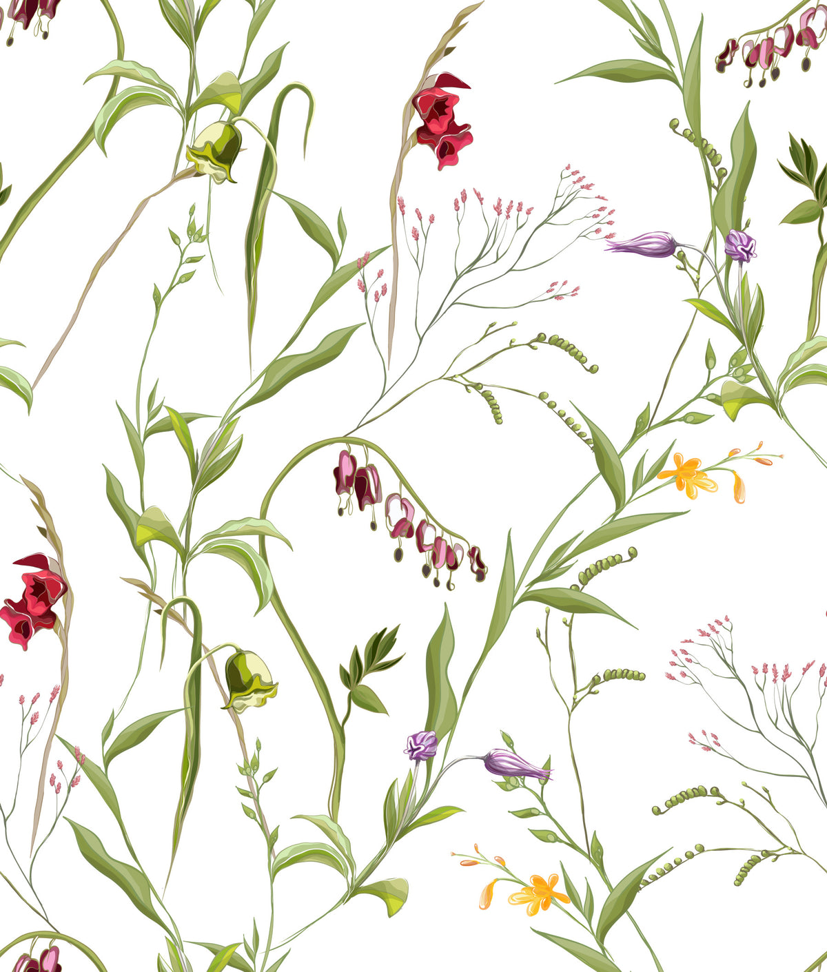 Wildflower Meadow Botanical Wallpaper⁠ in your room — zoomed
