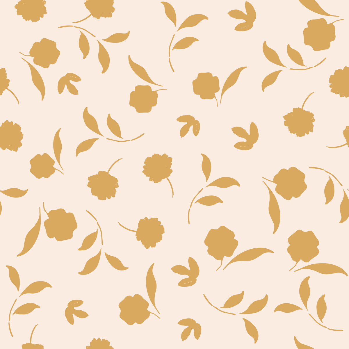 Minimalist Gold Floral Sprigs Wallpaper⁠