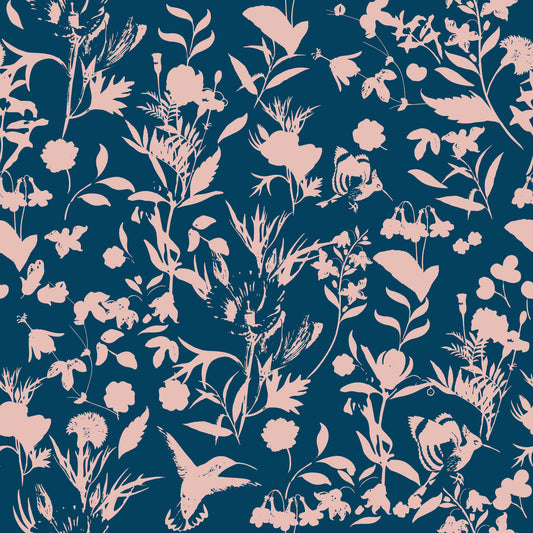 Midnight Flora Silhouette Wallpaper⁠