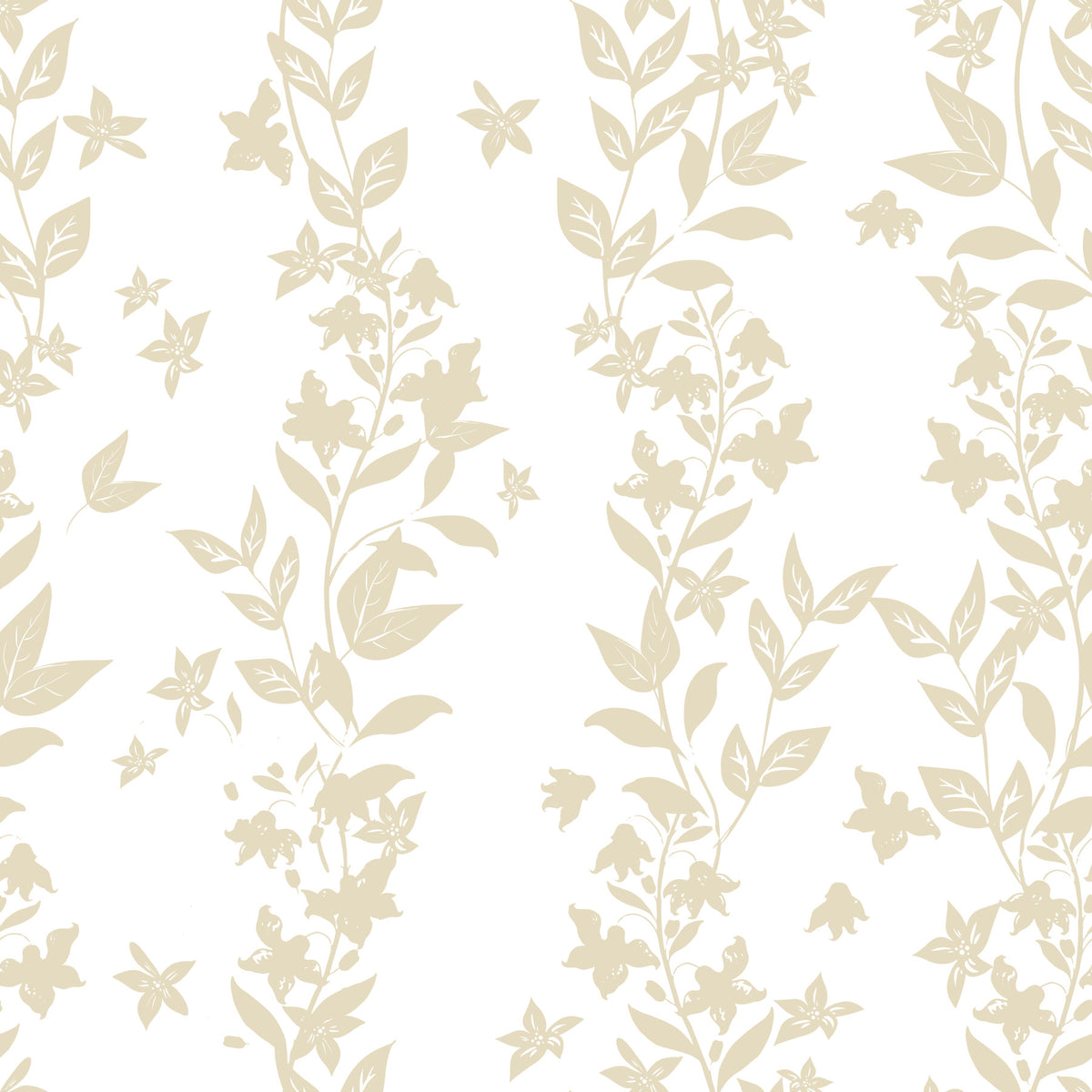 Cream Botanical Vine Trails Wallpaper⁠ in your room — zoomed
