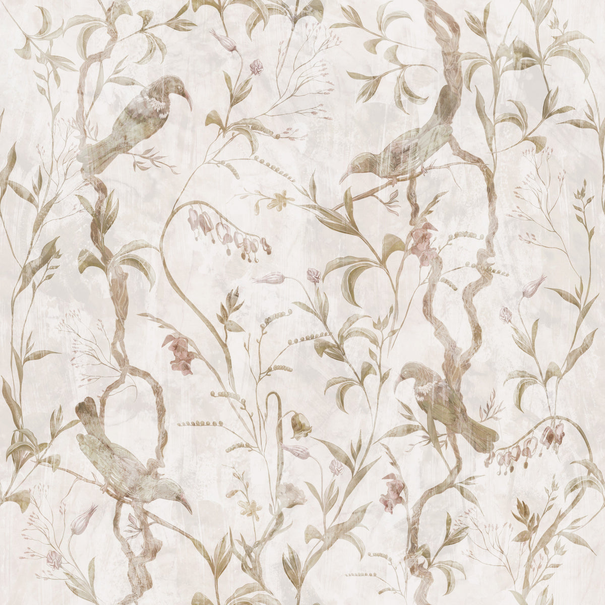 Ethereal Bird and Vine Illustration Wallpaper⁠